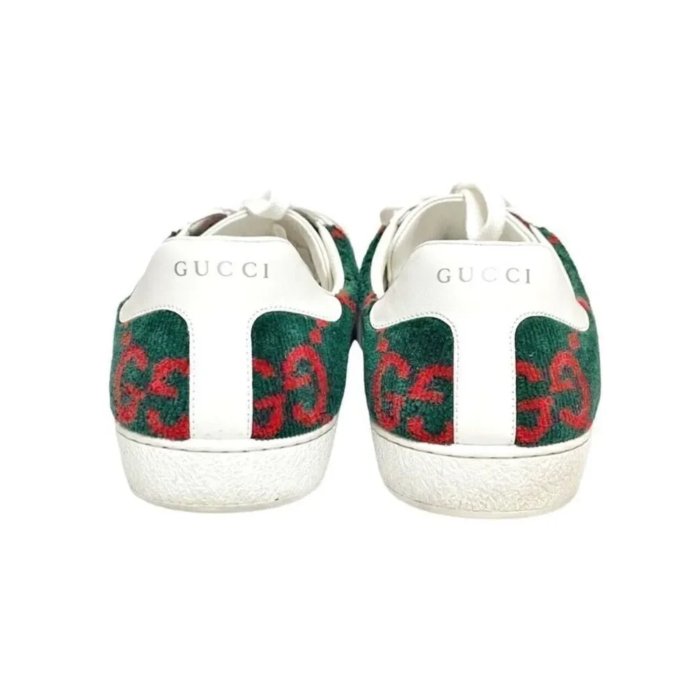 Gucci Ace GG Logo Terry Cloth Green Red Velvet Men’s Sneakers Size Gucci Size 8 - Picture 3 of 13
